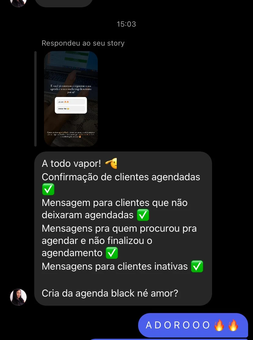 Print original de uma conversa e feedback sobre o material.